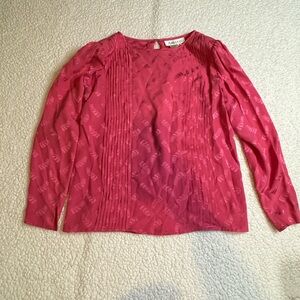 Argenti Pink Pleated Silk Blouse
